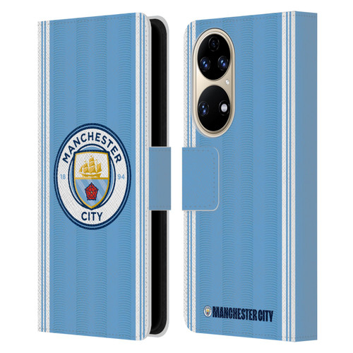 Manchester City Man City FC 2023/24 Badge Kit Home Leather Book Wallet Case Cover For Huawei P50