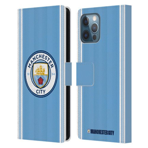 Manchester City Man City FC 2023/24 Badge Kit Home Leather Book Wallet Case Cover For Apple iPhone 12 Pro Max