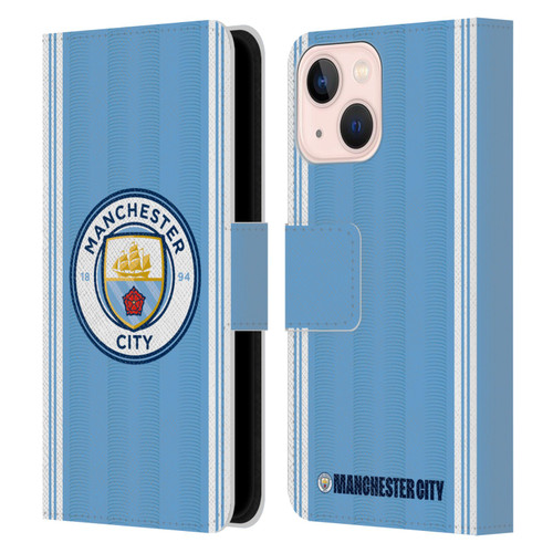 Manchester City Man City FC 2023/24 Badge Kit Home Leather Book Wallet Case Cover For Apple iPhone 13 Mini