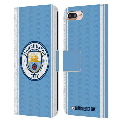Manchester City Man City FC 2023/24 Badge Kit Home Leather Book Wallet Case Cover For Apple iPhone 7 Plus / iPhone 8 Plus