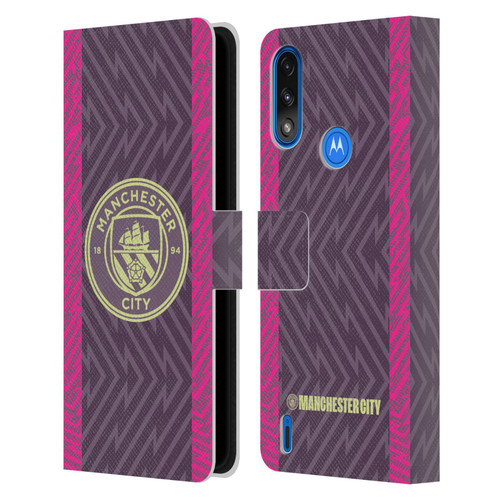 Manchester City Man City FC 2023/24 Badge Kit Home Goalkeeper Leather Book Wallet Case Cover For Motorola Moto E7 Power / Moto E7i Power
