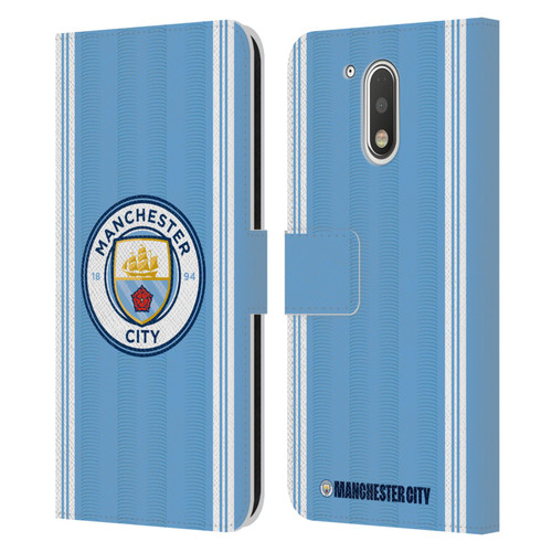Manchester City Man City FC 2023/24 Badge Kit Home Leather Book Wallet Case Cover For Motorola Moto G41