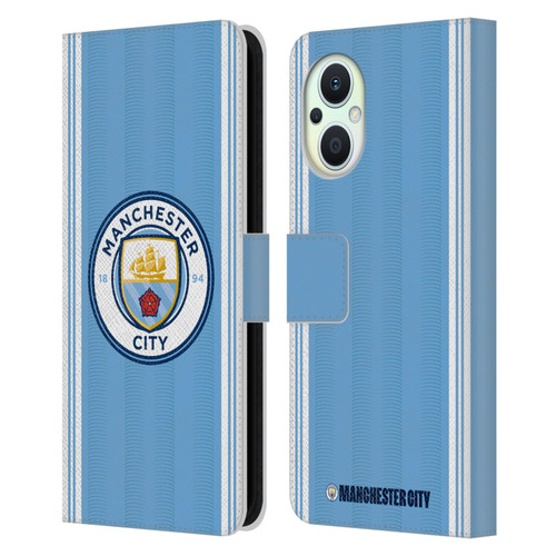 Manchester City Man City FC 2023/24 Badge Kit Home Leather Book Wallet Case Cover For OPPO Reno8 Lite