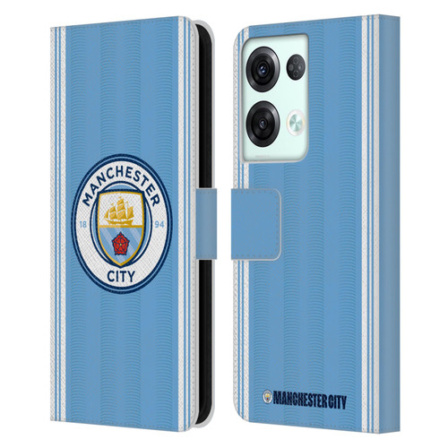 Manchester City Man City FC 2023/24 Badge Kit Home Leather Book Wallet Case Cover For OPPO Reno8 Pro