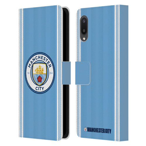 Manchester City Man City FC 2023/24 Badge Kit Home Leather Book Wallet Case Cover For Samsung Galaxy A02/M02 (2021)