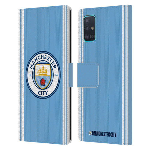 Manchester City Man City FC 2023/24 Badge Kit Home Leather Book Wallet Case Cover For Samsung Galaxy A51 (2019)