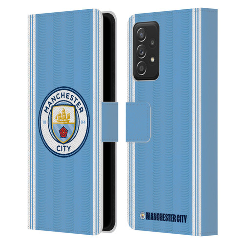 Manchester City Man City FC 2023/24 Badge Kit Home Leather Book Wallet Case Cover For Samsung Galaxy A52 / A52s / 5G (2021)
