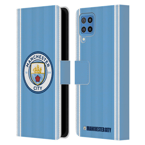Manchester City Man City FC 2023/24 Badge Kit Home Leather Book Wallet Case Cover For Samsung Galaxy F22 (2021)