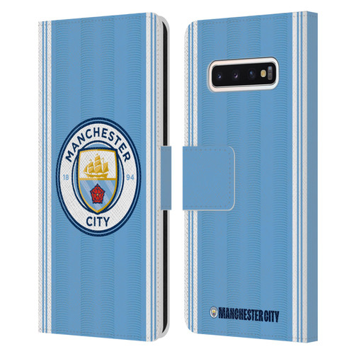 Manchester City Man City FC 2023/24 Badge Kit Home Leather Book Wallet Case Cover For Samsung Galaxy S10