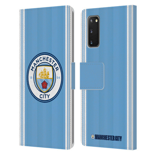Manchester City Man City FC 2023/24 Badge Kit Home Leather Book Wallet Case Cover For Samsung Galaxy S20 / S20 5G