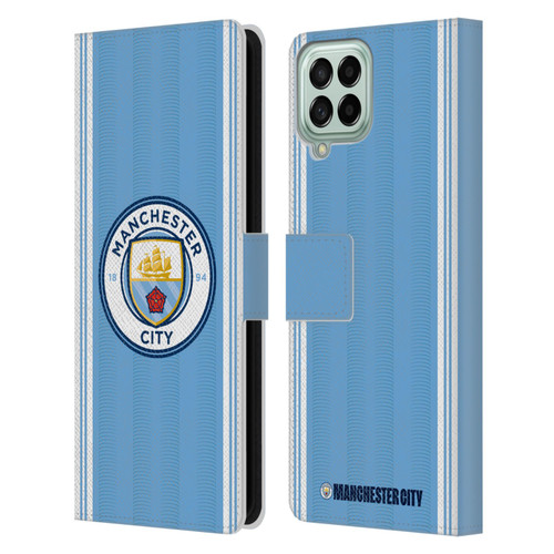 Manchester City Man City FC 2023/24 Badge Kit Home Leather Book Wallet Case Cover For Samsung Galaxy M53 (2022)