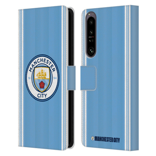 Manchester City Man City FC 2023/24 Badge Kit Home Leather Book Wallet Case Cover For Sony Xperia 1 IV