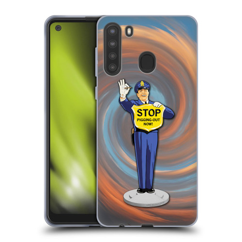 Larry Grossman Retro Collection Stop Pigging Out Soft Gel Case for Samsung Galaxy A21 (2020)