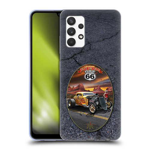 Larry Grossman Retro Collection Route 66 Hot Rod Coupe Soft Gel Case for Samsung Galaxy A32 (2021)