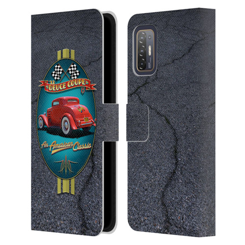 Larry Grossman Retro Collection Deuce Coupe Classic Leather Book Wallet Case Cover For HTC Desire 21 Pro 5G
