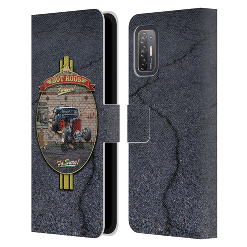 Larry Grossman Retro Collection Hot Rods Forever Leather Book Wallet Case Cover For HTC Desire 21 Pro 5G