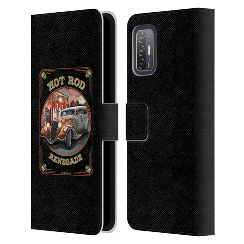 Larry Grossman Retro Collection Hot Rod Renegade Leather Book Wallet Case Cover For HTC Desire 21 Pro 5G