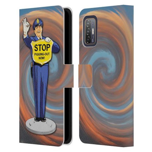 Larry Grossman Retro Collection Stop Pigging Out Leather Book Wallet Case Cover For HTC Desire 21 Pro 5G