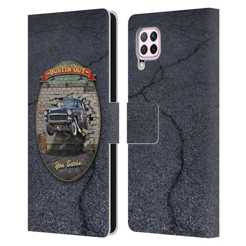 Larry Grossman Retro Collection Bustin' Out '55 Gasser Leather Book Wallet Case Cover For Huawei Nova 6 SE / P40 Lite