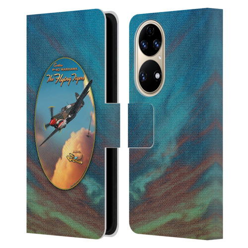 Larry Grossman Retro Collection P-40 Warhawk Flying Tiger Leather Book Wallet Case Cover For Huawei P50