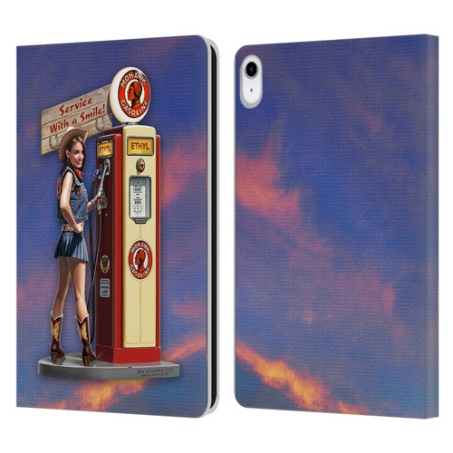 Larry Grossman Retro Collection Gasoline Girl Leather Book Wallet Case Cover For Apple iPad 10.9 (2022)