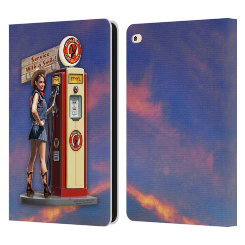 Larry Grossman Retro Collection Gasoline Girl Leather Book Wallet Case Cover For Apple iPad Air 2 (2014)