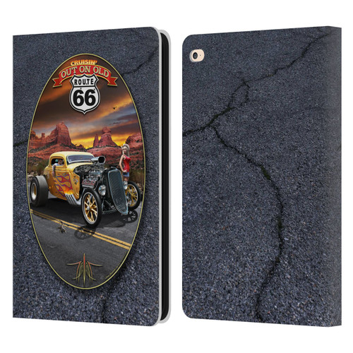 Larry Grossman Retro Collection Route 66 Hot Rod Coupe Leather Book Wallet Case Cover For Apple iPad Air 2 (2014)