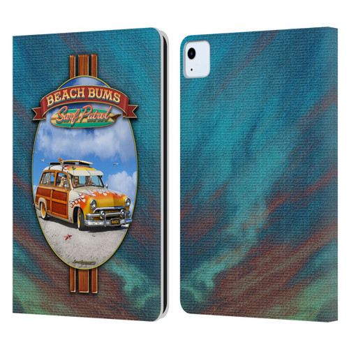 Larry Grossman Retro Collection Beach Bums Surf Patrol Leather Book Wallet Case Cover For Apple iPad Air 2020 / 2022