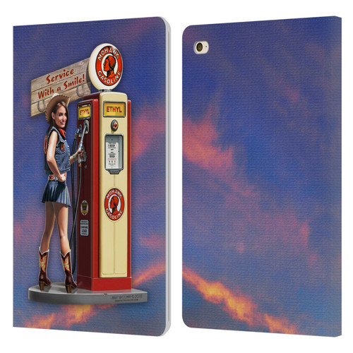 Larry Grossman Retro Collection Gasoline Girl Leather Book Wallet Case Cover For Apple iPad mini 4