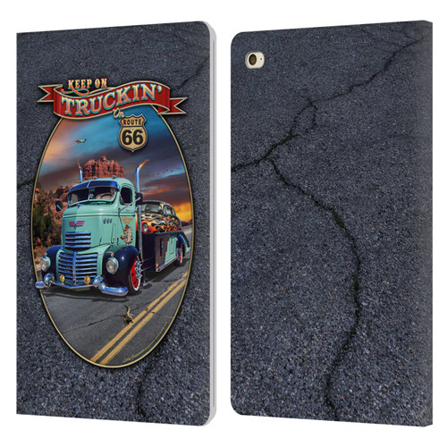 Larry Grossman Retro Collection Keep on Truckin' Rt. 66 Leather Book Wallet Case Cover For Apple iPad mini 4