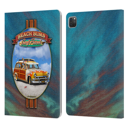 Larry Grossman Retro Collection Beach Bums Surf Patrol Leather Book Wallet Case Cover For Apple iPad Pro 11 2020 / 2021 / 2022