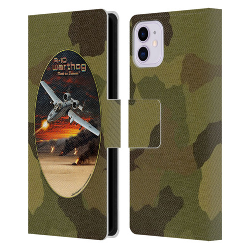 Larry Grossman Retro Collection A-10 Warthog Leather Book Wallet Case Cover For Apple iPhone 11
