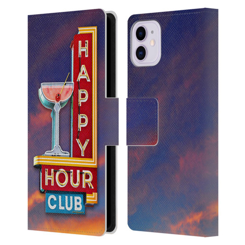 Larry Grossman Retro Collection Happy Hour Club Leather Book Wallet Case Cover For Apple iPhone 11