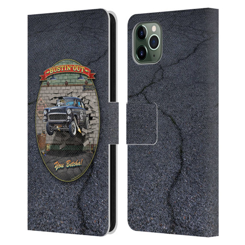 Larry Grossman Retro Collection Bustin' Out '55 Gasser Leather Book Wallet Case Cover For Apple iPhone 11 Pro Max