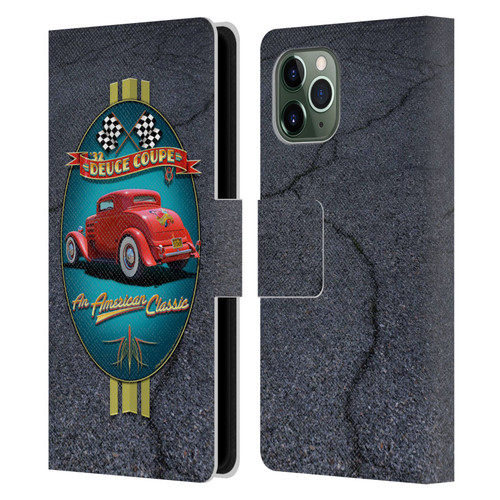 Larry Grossman Retro Collection Deuce Coupe Classic Leather Book Wallet Case Cover For Apple iPhone 11 Pro