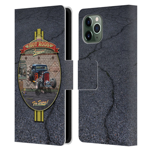 Larry Grossman Retro Collection Hot Rods Forever Leather Book Wallet Case Cover For Apple iPhone 11 Pro