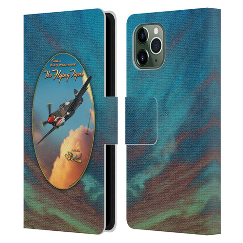 Larry Grossman Retro Collection P-40 Warhawk Flying Tiger Leather Book Wallet Case Cover For Apple iPhone 11 Pro