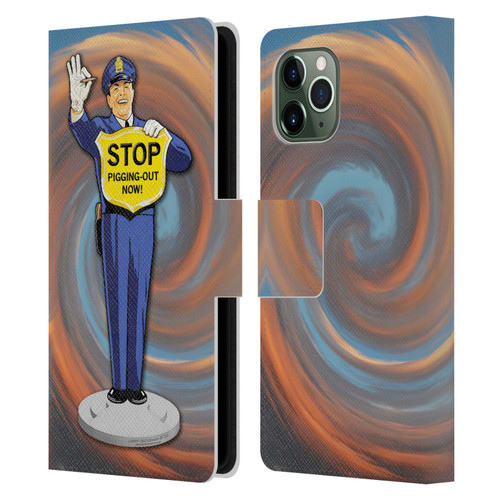 Larry Grossman Retro Collection Stop Pigging Out Leather Book Wallet Case Cover For Apple iPhone 11 Pro