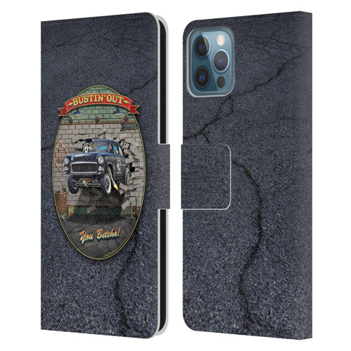 Larry Grossman Retro Collection Bustin' Out '55 Gasser Leather Book Wallet Case Cover For Apple iPhone 12 / iPhone 12 Pro