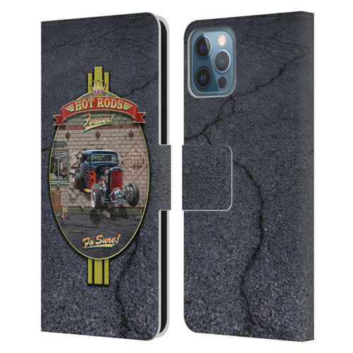 Larry Grossman Retro Collection Hot Rods Forever Leather Book Wallet Case Cover For Apple iPhone 12 / iPhone 12 Pro