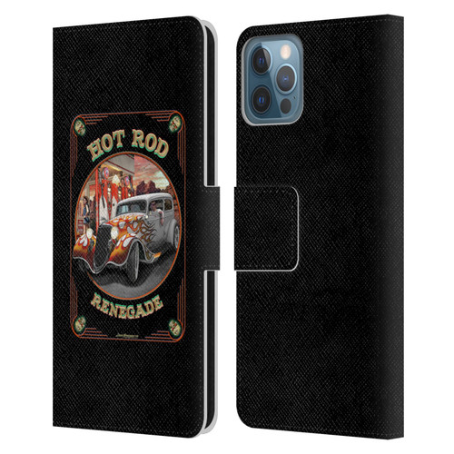 Larry Grossman Retro Collection Hot Rod Renegade Leather Book Wallet Case Cover For Apple iPhone 12 / iPhone 12 Pro