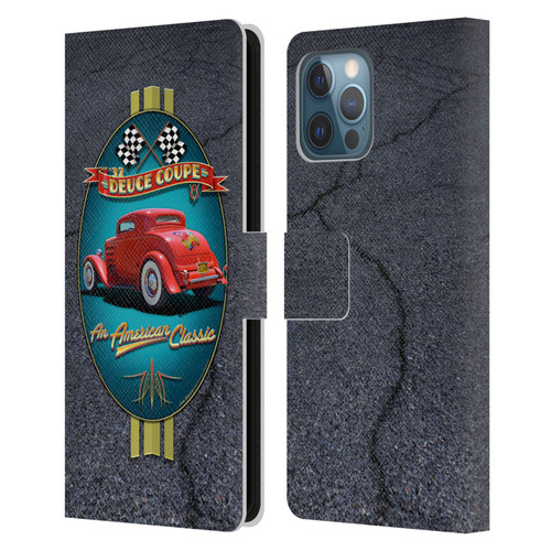 Larry Grossman Retro Collection Deuce Coupe Classic Leather Book Wallet Case Cover For Apple iPhone 12 Pro Max