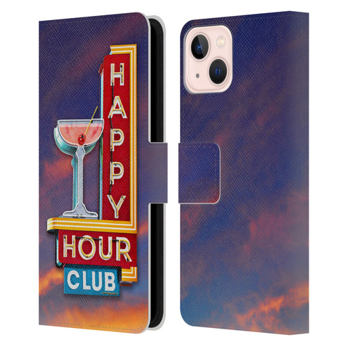 Larry Grossman Retro Collection Happy Hour Club Leather Book Wallet Case Cover For Apple iPhone 13
