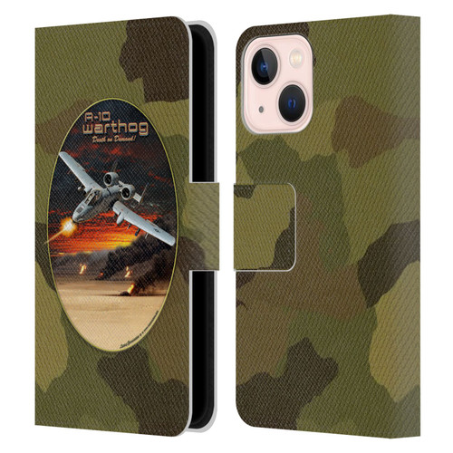 Larry Grossman Retro Collection A-10 Warthog Leather Book Wallet Case Cover For Apple iPhone 13 Mini