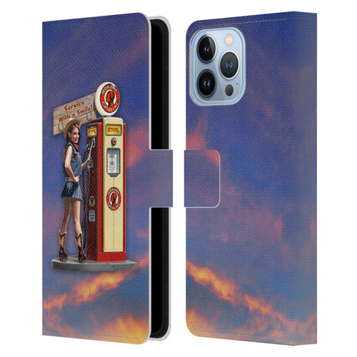 Larry Grossman Retro Collection Gasoline Girl Leather Book Wallet Case Cover For Apple iPhone 13 Pro Max