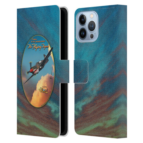 Larry Grossman Retro Collection P-40 Warhawk Flying Tiger Leather Book Wallet Case Cover For Apple iPhone 13 Pro Max
