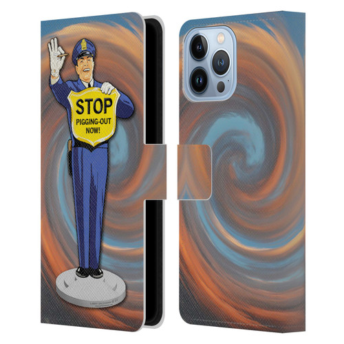 Larry Grossman Retro Collection Stop Pigging Out Leather Book Wallet Case Cover For Apple iPhone 13 Pro Max