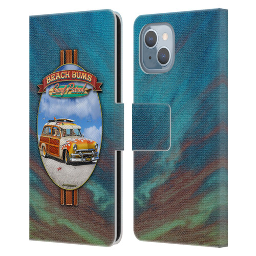 Larry Grossman Retro Collection Beach Bums Surf Patrol Leather Book Wallet Case Cover For Apple iPhone 14