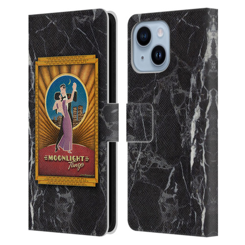 Larry Grossman Retro Collection Moonlight Tango Leather Book Wallet Case Cover For Apple iPhone 14 Plus