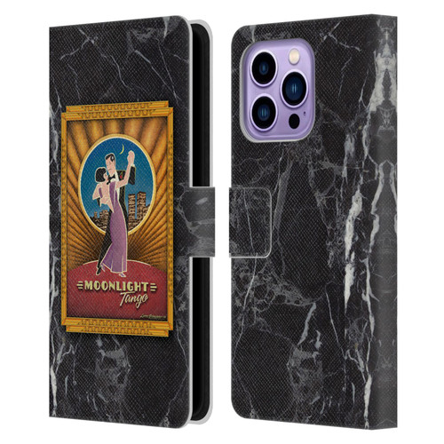 Larry Grossman Retro Collection Moonlight Tango Leather Book Wallet Case Cover For Apple iPhone 14 Pro Max